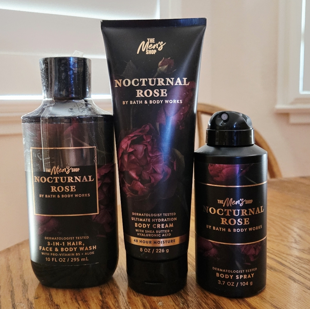 🛍BOGO 50% OFF🌹🫧🧴🛁 NWT‼️Bath & Body Works "Nocturnal Rose" 3pc Collection